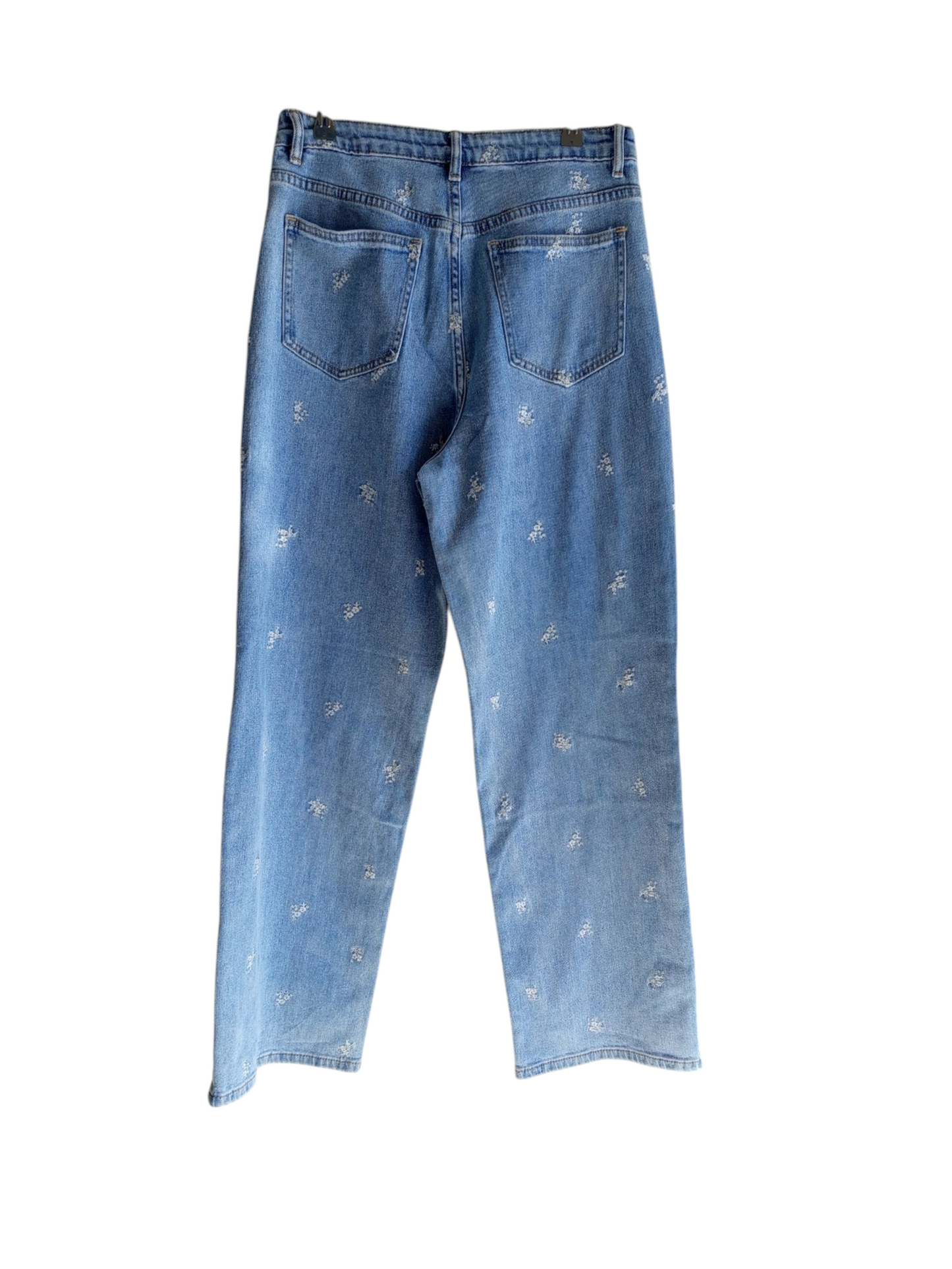 jeans con ricamo floreale